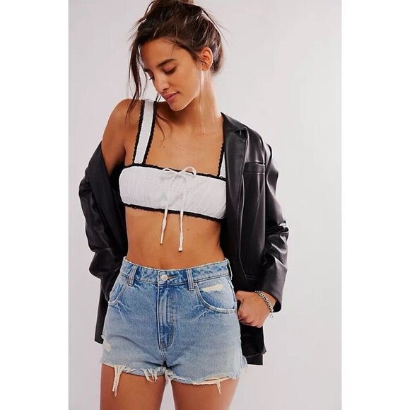 Free People Smocked White Black Micro Cami
Bralette Crop Top Sz S NWT - Picture 1 of 6